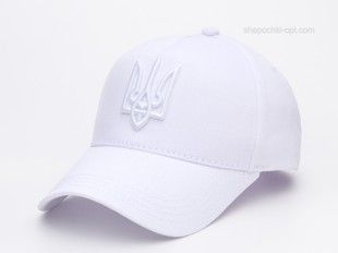 Бейсболка біла з вишивкою Тризуб