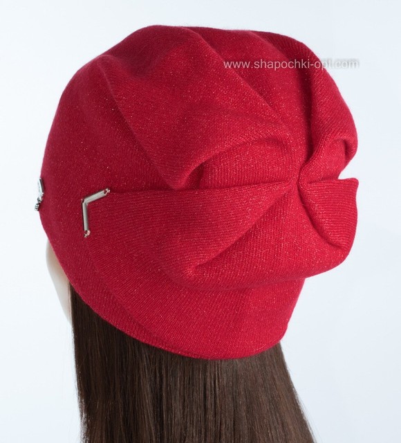 Вовняна жіноча шапка Елізабет колір червоний