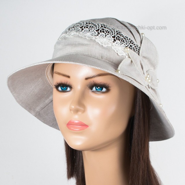 Літній капелюх з сірого льону Літо арт.415