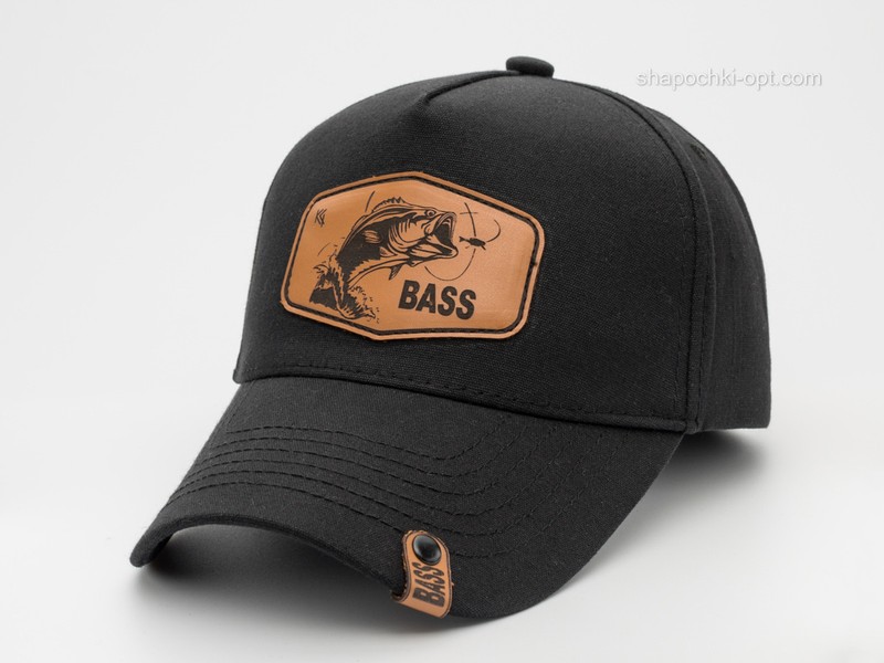 Бейсболка тракер аппликация fish Bass черная арт. 4060-60