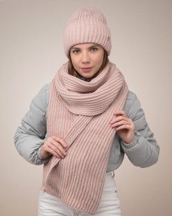 Комплект Pearly (шапка, шарф) пильно-рожевий