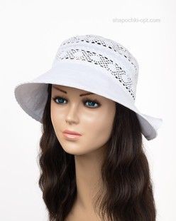 Капор Літник котоновий білий з мереживом