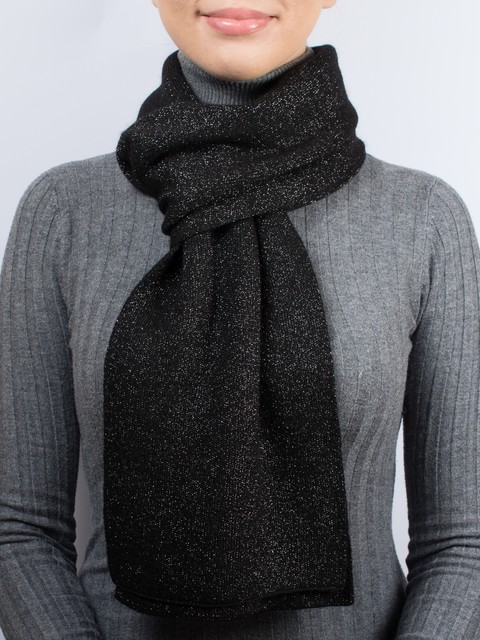 Вязаный шарф с люрексом S-1 черный/шерл