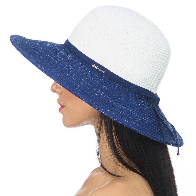 Двухцветная шляпа Del Mare белая с темно-синим D 150-02.05