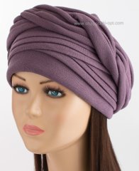 Женская шапочка из трикотажа Ника темно-лиловая 9611