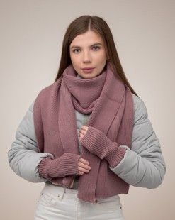 Комплект Luxe (шарф, мітенки) попелясто-ліловий