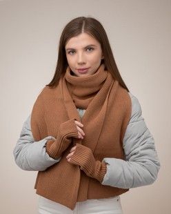 Комплект Luxe (шарф, мітенки) мокко