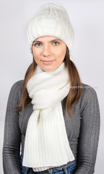 Комплект Онтарио шапка+шарф белый арт.4730-10