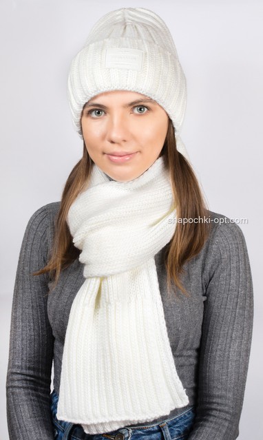 Комплект Онтаріо шапка+шарф білий арт.4730-10