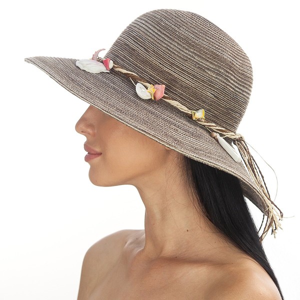 Коричневий капелюх з красивим оригінальним декором D 180-32