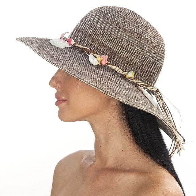 Коричневая шляпа с красивым оригинальным декором D 180-32