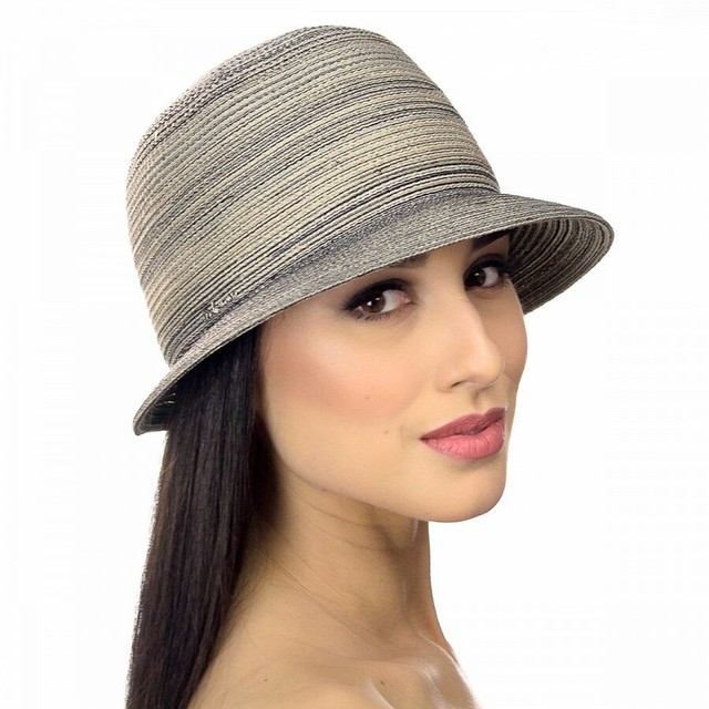 Жіночі міні-капелюшки з опущеними полями сіро-коричневого кольору D 115-08