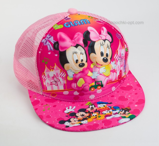 Стильна дитяча кепка snapback "Мінні-Маус 3D" Glam сітка рожева