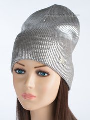 Стильная шапка с фольгированием Burberry серый+серебро