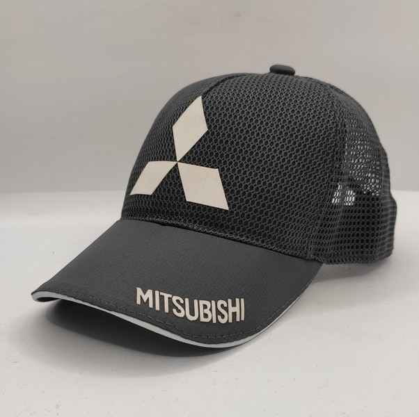 Бейсболка с сетки автологотип Mitsubishi темно-серая