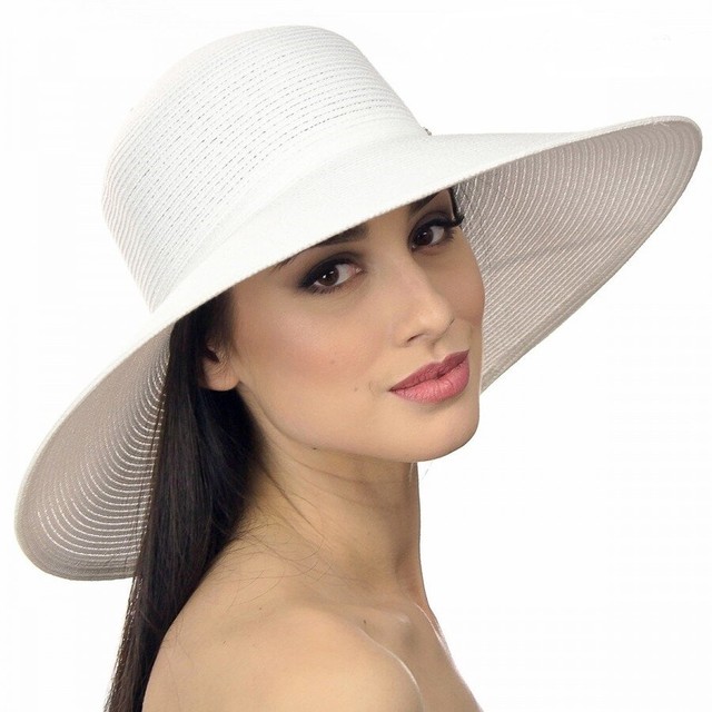 Жіночі капелюхи з полями білого кольору D 100-02
