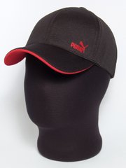 Черная кепка бейсболка с логотипом "Puma" с красным подкозырьком (лакоста шестиклинка)