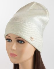 Удлиненная шапка для женщин с логотипом Gucci белая с жемчужным напылением