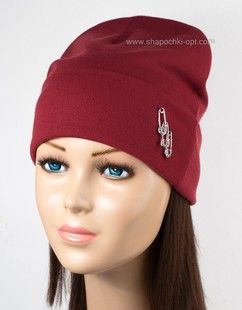 Подовжена трикотажна шапка Pin бордова