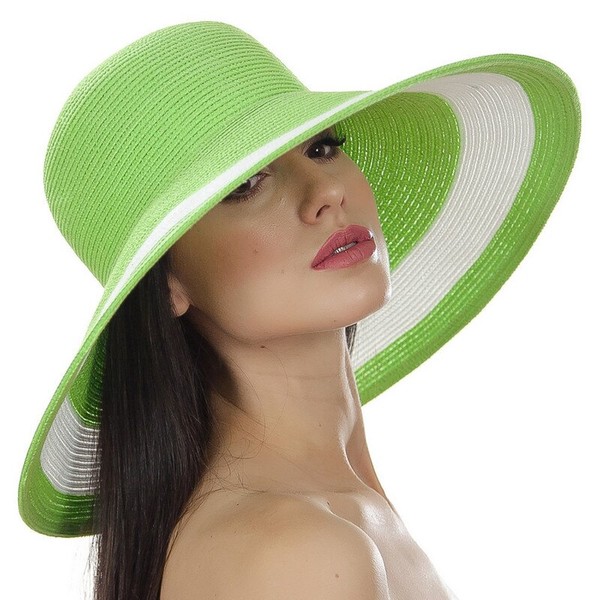 Світло-зелений капелюх з білою смугою на полі D 101-27