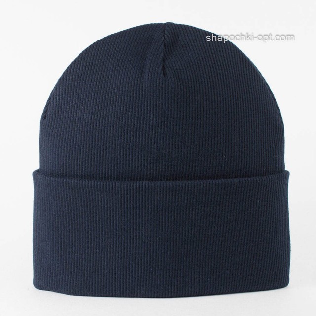 Демисезонная шапочка с отворотом Йори темно-синяя