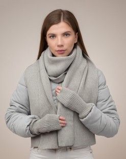 Комплект Luxe (шарф, мітенки) попелястий