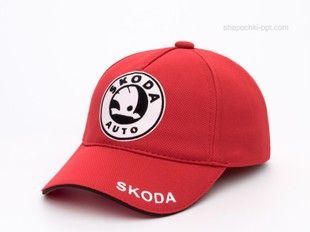 Бейсболка с автологотипом Skoda красная, лакоста пятиклинка