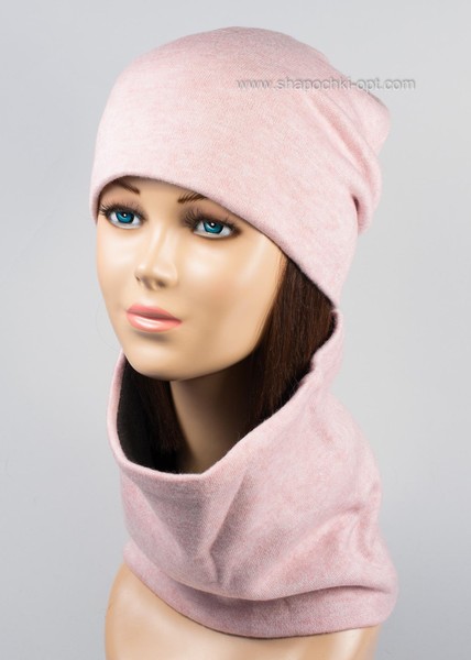Комплект з шапки і бафа СХ (ангора) рожевий