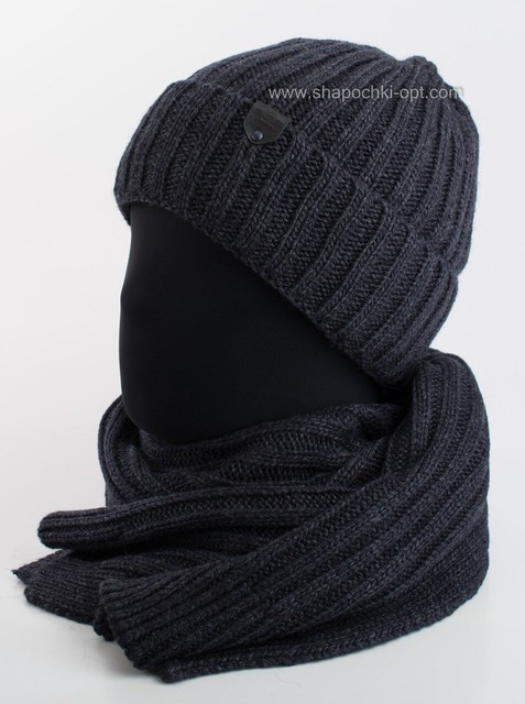 Вязаные шапка и шарф Alaska 2 F темно-серого цвета