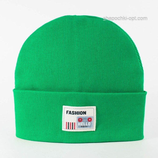 Детская демисезонная шапка Хелоу зеленая