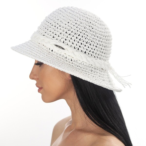Модная белая шляпка D 200-02