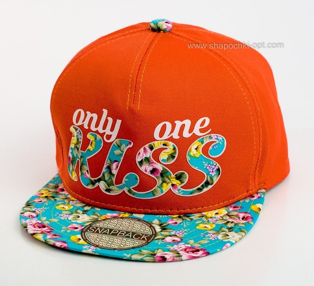 Оранжевая кепка хип-хоп Kiss с цветочным козырьком