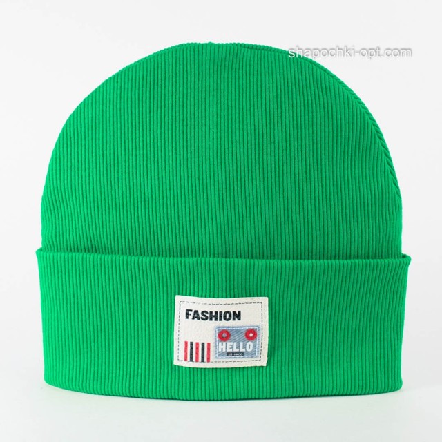 Детская демисезонная шапка Хелоу зеленая