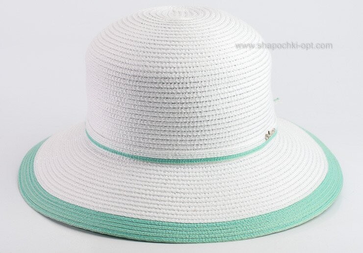 Біла шляпка з м'ятним оздобленням D 044-02.51