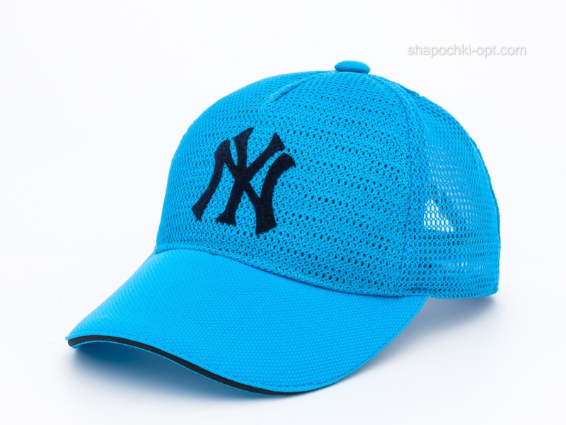 Бейсболка с логотипом Спорт голубой/черный, сетка пятиклинка