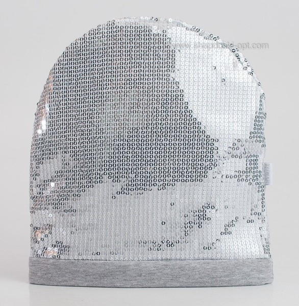 Стильна шапка з паєтками Ліна сірий меланж
