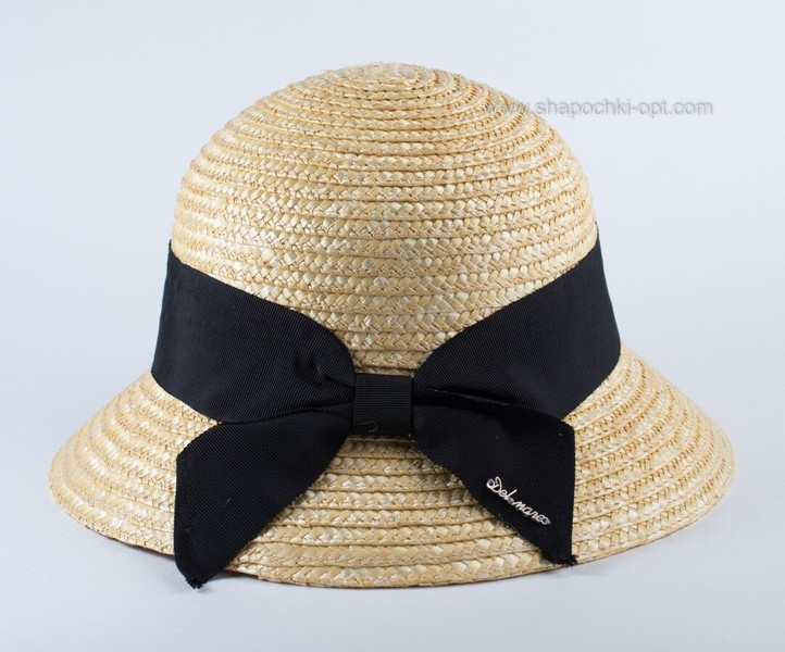 Соломенная шляпка с черной лентой D 186-43.01