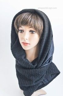 Косинка двостороння трикотаж етно чорний/замша чорна арт. 0900