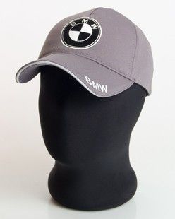 Мужская бейсболка с автологотипом "BMW" серого цвета (лакоста пятиклинка)