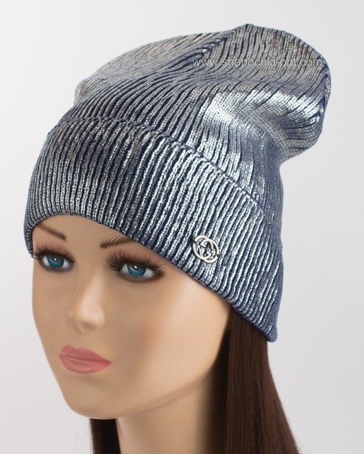 Синяя шапка Джази с логотипом Gucci и серебряным напылением