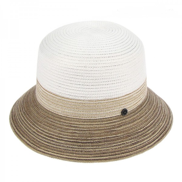 Шляпка D 192-02.32 белая с коричневым полем