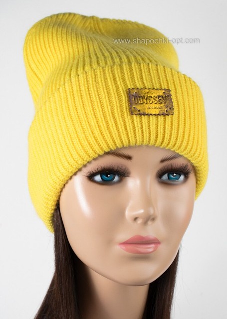 Удлиненная шапка с отворотом Магл желтого цвета