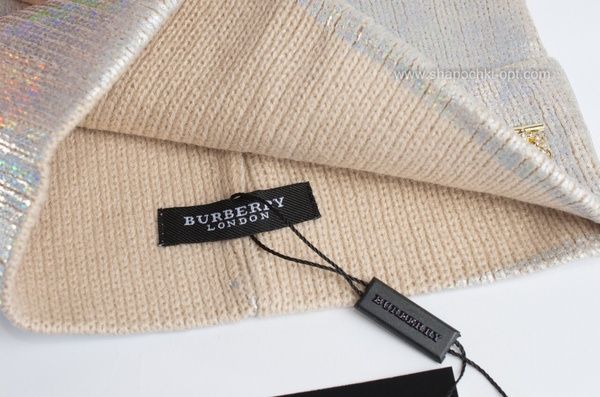 Шапка Джазі з логотипом Burberry бордова з срібним напиленням