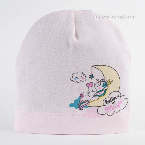 Трикотажна шапочка для дівчинки Белів світло-рожева 42-44