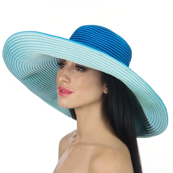 Жіночий капелюхи з широкими полями темно-бірюзового кольору D 014-38