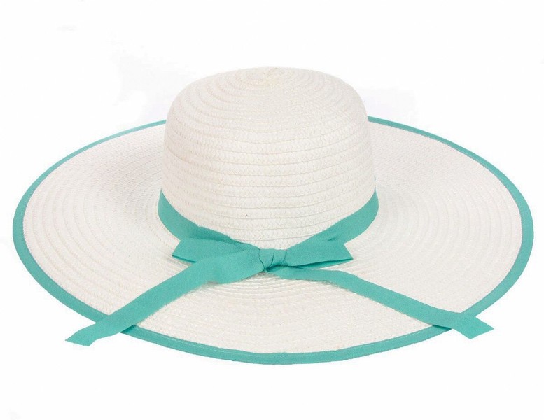 Белая шляпа SH 003-02.51 с мятной лентой