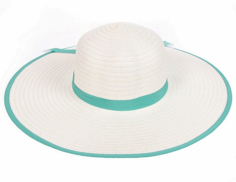 Белая шляпа SH 003-02.51 с мятной лентой