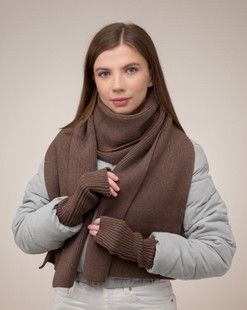 Комплект Luxe (шарф, мітенки) нікель