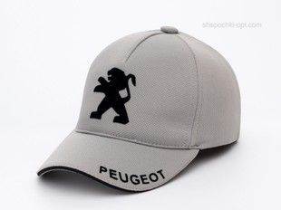 Бейсболка с автологотипом Peugeot серая, лакоста пятиклинка