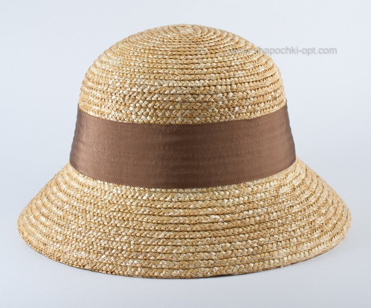 Симпатичний солом'яний капелюшок з коричневою стрічкою D 186-43.31